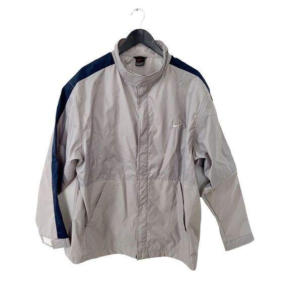 Nike Grey Navy Sports Water Resistant Swoosh Performance Windbreaker Jacket - Picture 5 of 11